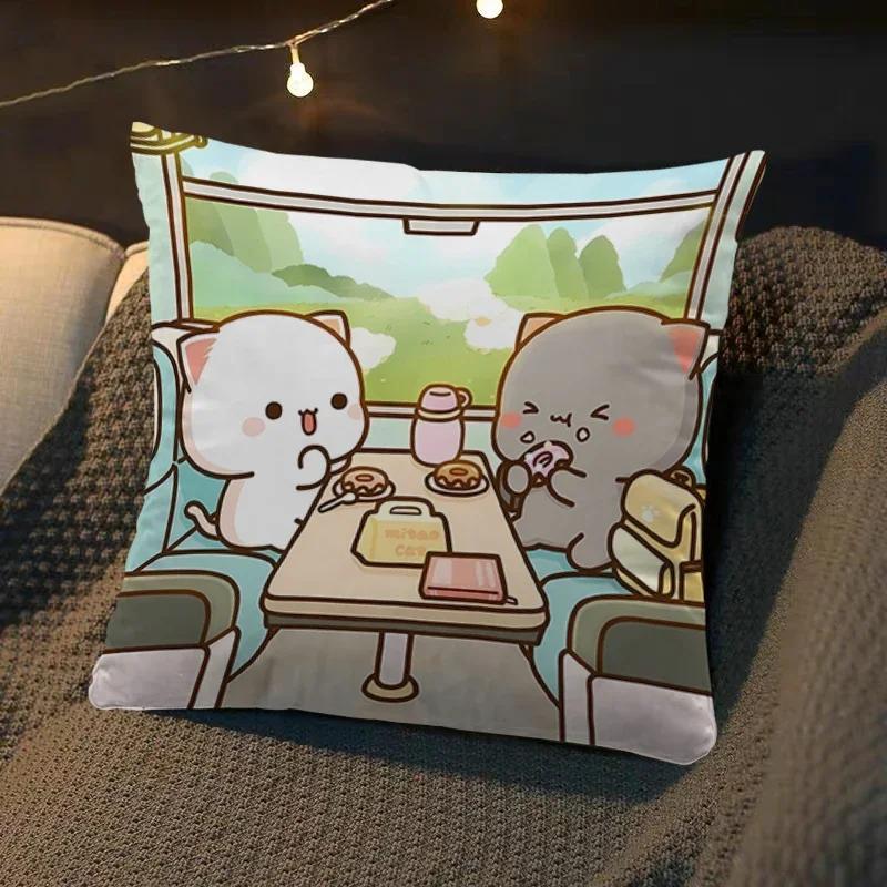 Dakimakura Mochi Peach Cat Soft Cushion Cartoon Pattern Cover 45x45 for Bed Sofa Car Home Decor Decorative Pillowcase Anime