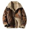 Herren Retro Wildleder Lammwolle Verdickte Winter Fleecegefütterte Leder Motorradjacke (Übergröße)