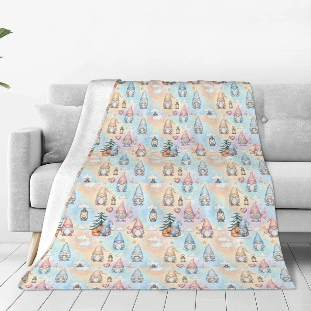 Custom Sofa Fleece Gnomes Merry Christmas Throw Blanket Warm Flannel Blankets For Bed Travel Couch Bedspreads