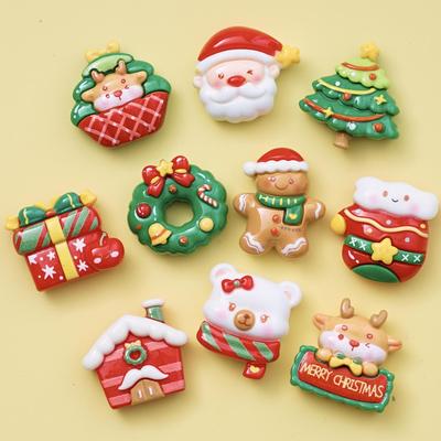 Weihnachts-Cremekleber Cartoon-Harzanhänger & Haarspangen für DIY-Schmuck & Armbänder