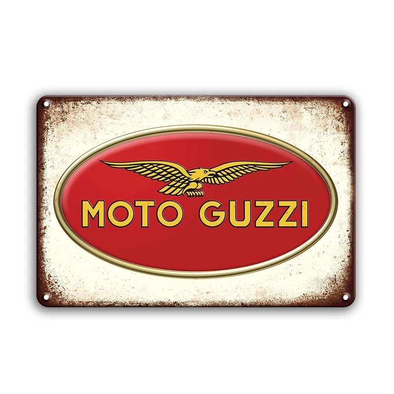 Vintage Motorcycle Guzzi Metal Sign Retro Plate Decorative Plaque Wall Decor Garage Man Cave Motor Tin Painting Wall Decor