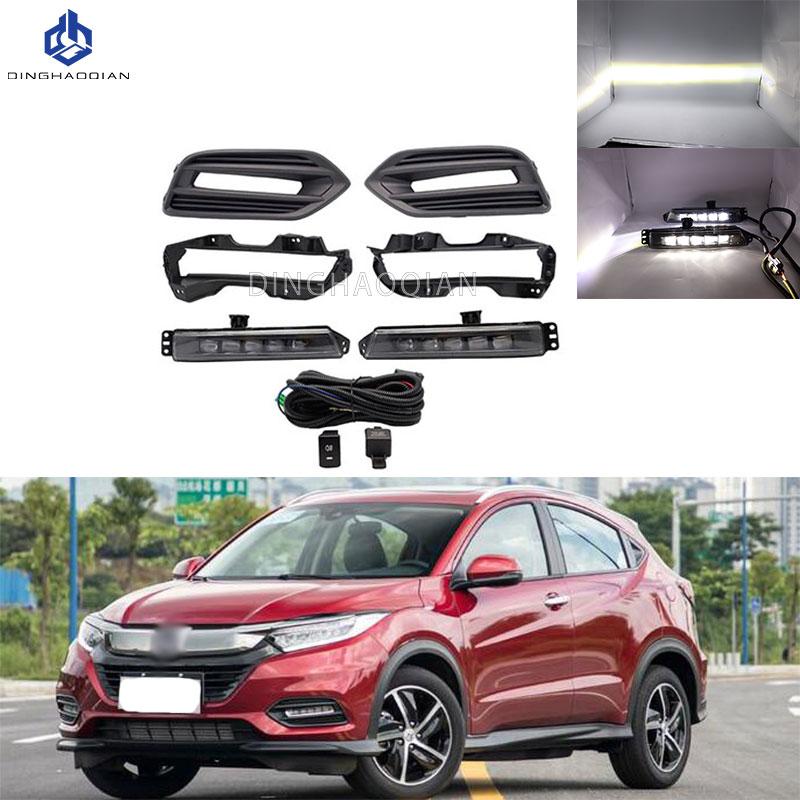 1Pair LED Fog Light Headlight Fog Lamp Cover Grill Bezel Switch Foglights Assembly For Honda HR-V HRV 2019 2020 2021