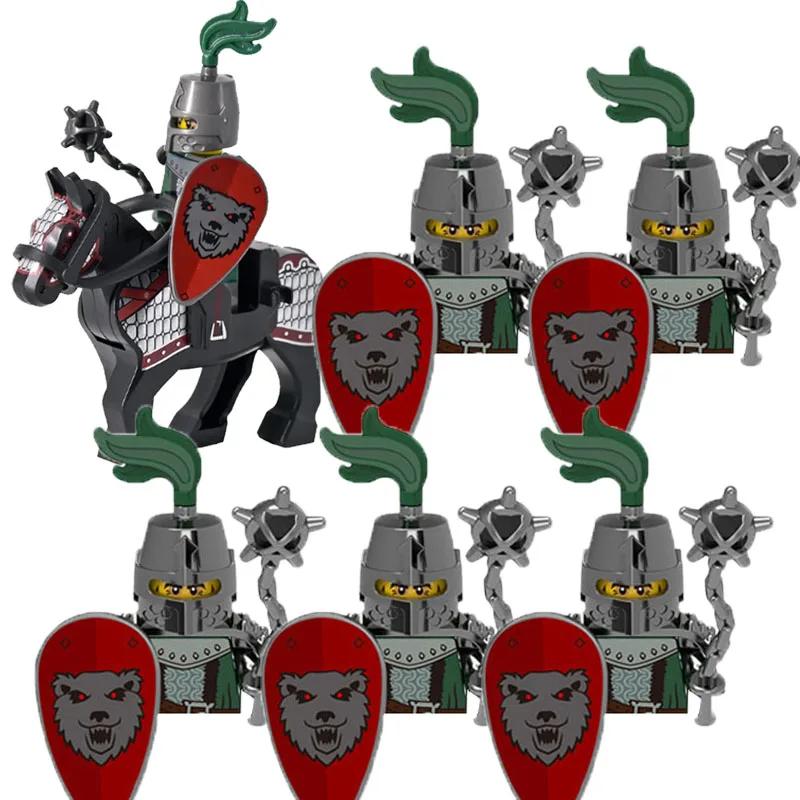 MOC Medieval Lion King Castle Knight Building Blocks Figure Accessories War Horse Cavalry Warrior Crusaders Toy Gift Bricks N029