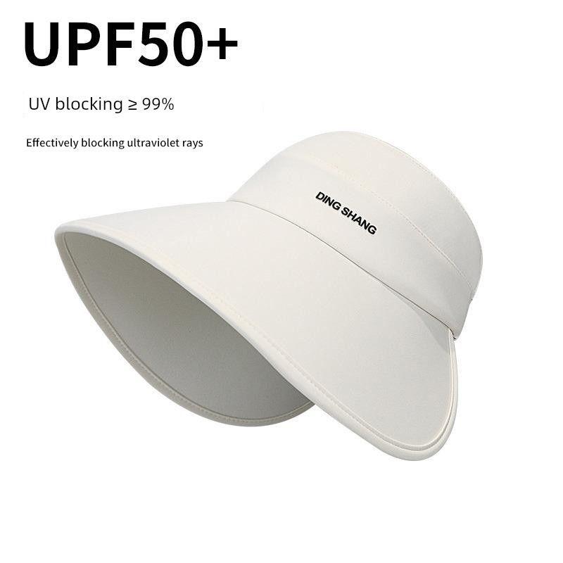 

South Korea Air Top Sun Protection Hat Summer Big Brim Face-Covering Sun-Shade Hat Female UV Protection Outdoor Breathable Sun Hat D-281 Beige Empty Top Sunscreen Hat