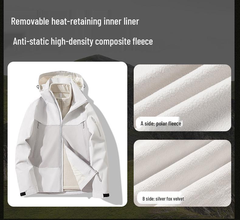 Women's 3-in-1 Waterproof Windproof Warm Jacket Set for Autumn/Winter Mountaineering