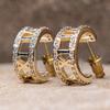 Huitan Silver /Gold Women Hoop Earrings Hollow Out Design Inlaid Shiny CZ Jewelry for Wedding Daily Chic Accessories