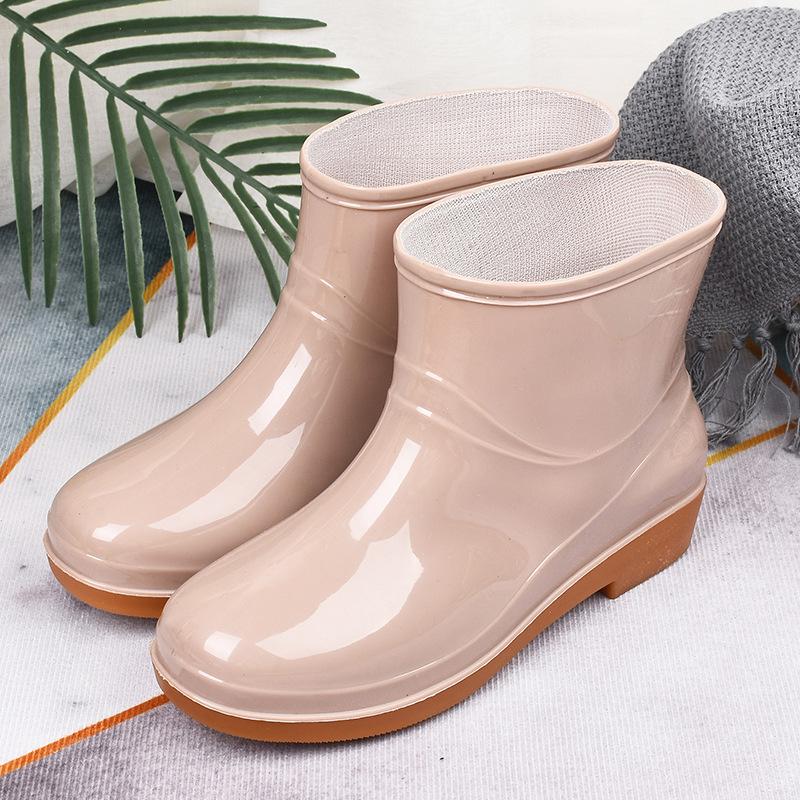 Rain boots women's low tube non-slip fashion kitchen women's rain shoes short tube fashion water shoes beef tendon sole adult water shoes