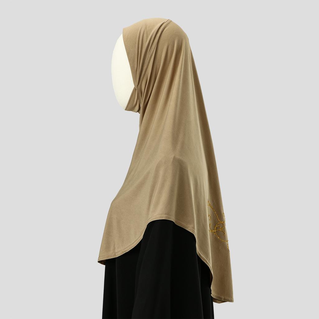 Ramadan Golden Embroidery Muslim Modal Hijabs For Women Solid Headscarf Khimar Hijabs Bandana Sports Hijab Arabic Islam Tudung