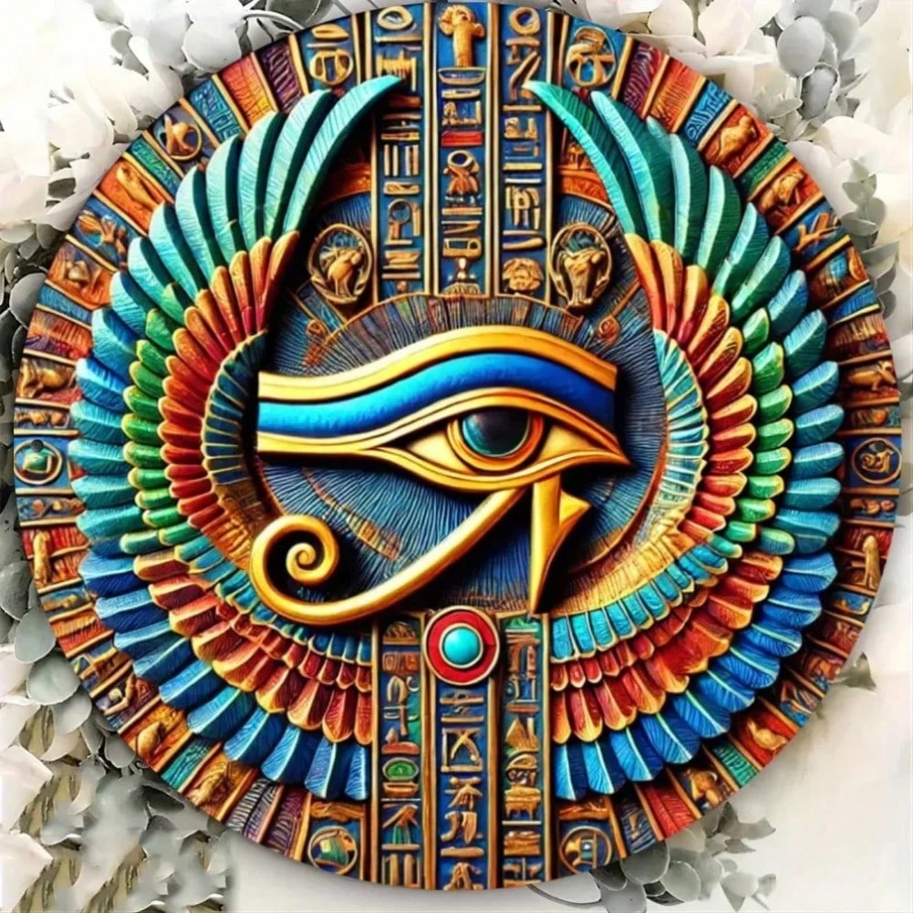 

Metal Horus Eye Wall Art Set Weatherproof Foil Engraving with Hanger Holes 20x20