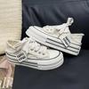 Módní Nové Ležérní Platformové Plátěné Boty Zvyšující Výšku 2025 Dámské Vnější Bílé Tenisky Pantofle Nazouvací Sandály Vulkanizované Boty
