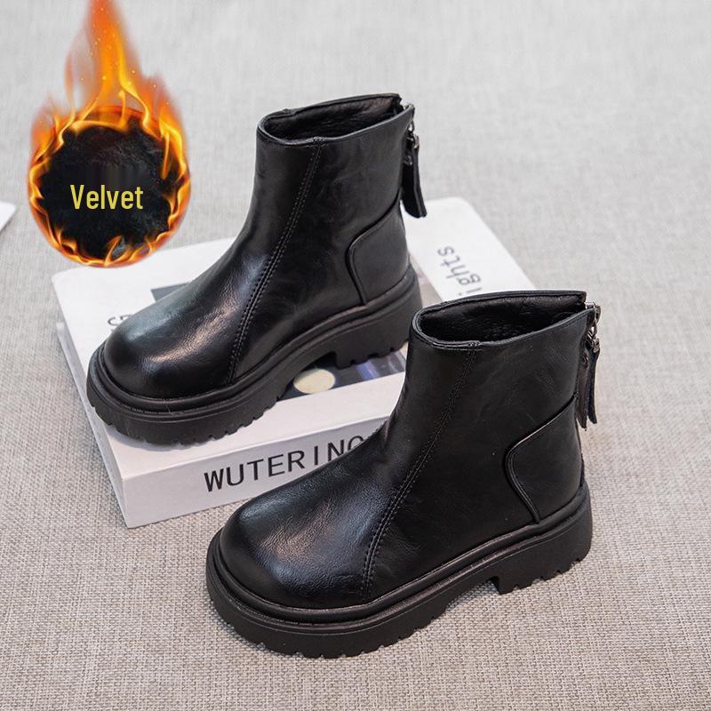 

2025 Универсальные ботинки челси для девочек: Ветрозащитный, на хлопковой подкладке, на молнии сзади, в британском стиле для осени и зимы Size 28 (17cm)