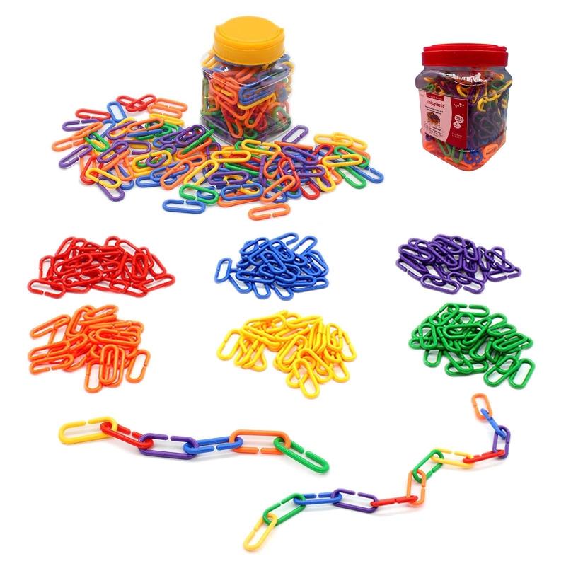 3D Puzzle Geometry Chain Buckle Building Set Toy Learning Teaching Aid Shape Learning Toy Preschool Counting Toys