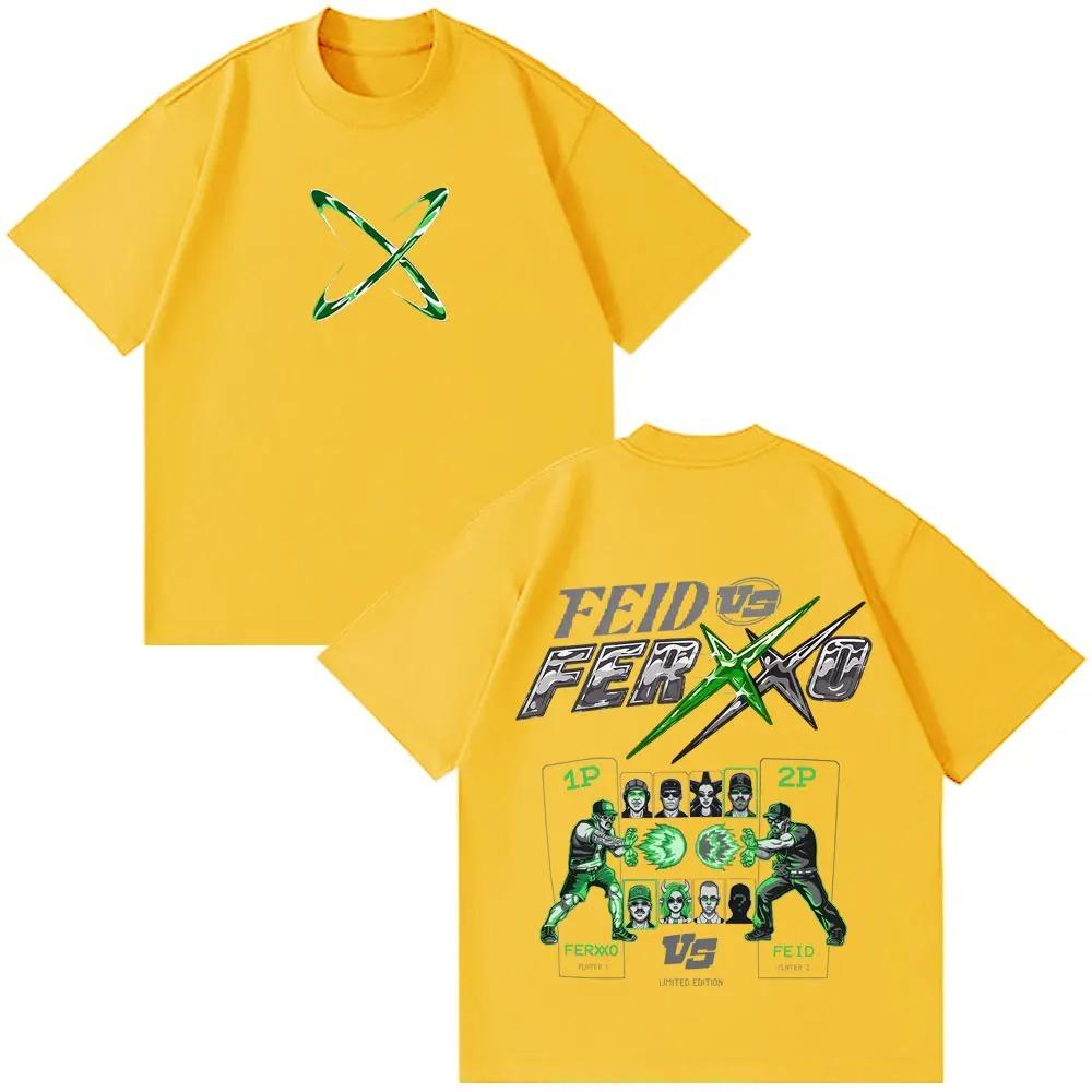 Unisex Dámské Hiphop Módní Feid Vs Ferxxo Tour 2026 Potisk Tričko Trička Letní Krátký Rukáv Ležérní Bavlněná Trička Dárky pro Fanoušky