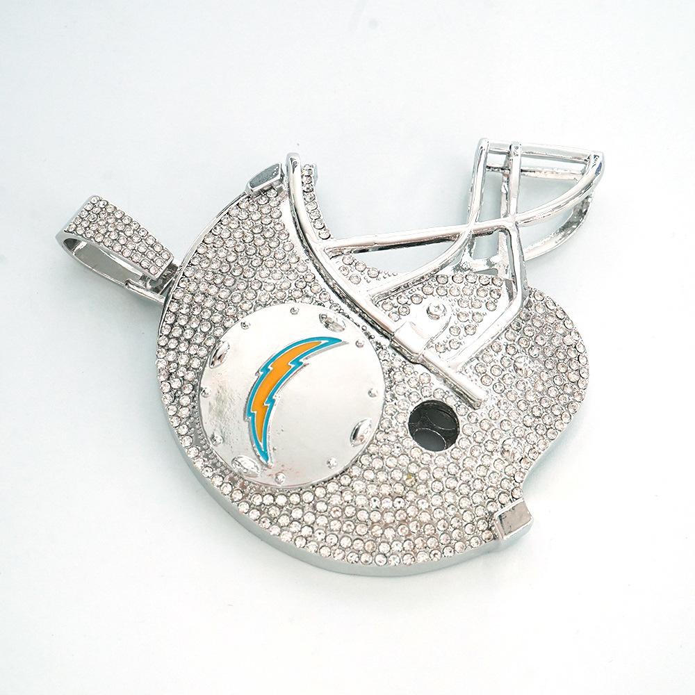 Los Angeles Chargers Football Helmet, Alloy Pendant Necklace, Lightning Strike in Europe and America