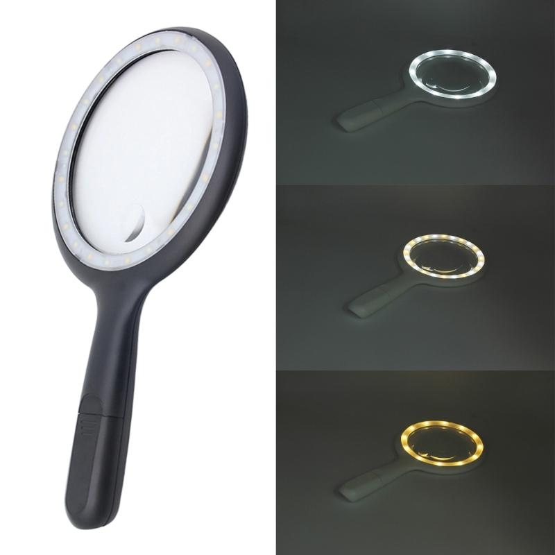Adjustable Double Light Magnifying Glass With Comfortable Grip Nonslip Handle Enhancing Acrylic Lens For Detailed Inspection Hobbies Close Work