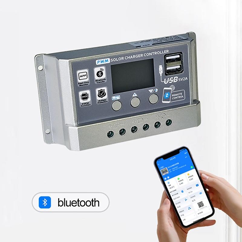 12V/24V 10A/20A/30A/40A/50A High Definition LCD Digital Display Bluetooth Solar Charge Controller Repair PWM Solar Controller