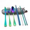 New Dinnerware Set Travel Camping Cutlery Set Reusable Straw Spoon Fork Chopsticks Portable Case Multicolor