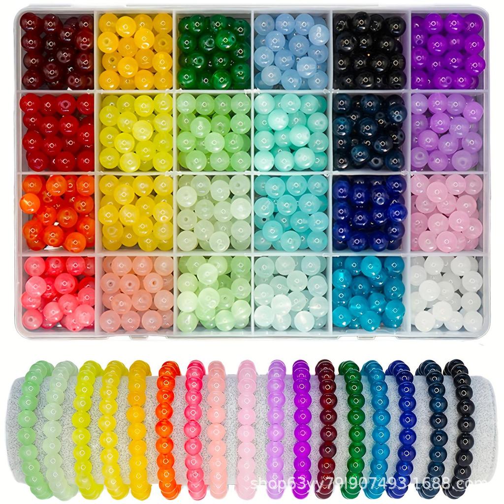 24-Kleuren 8mm Kristal Glas Kralen Set voor Sieraden Maken - 240/480 Stuks