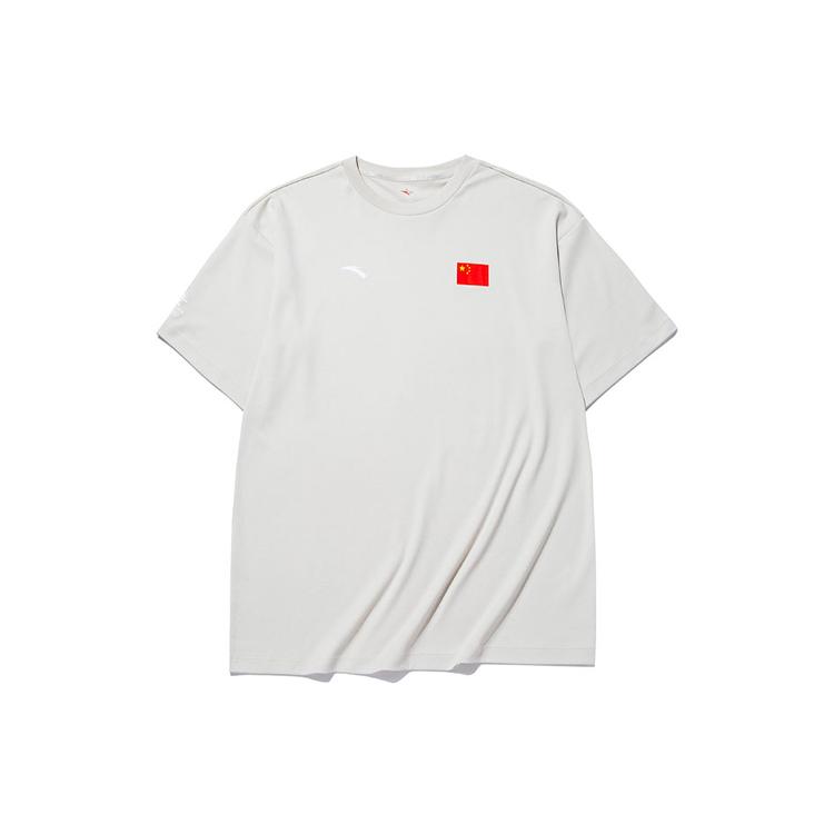 ANTA National Flag T Shirts Unisex Gray Crew Neck Moderate Straight Fit 152130132-3
