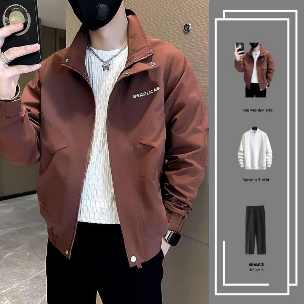 Men's Rogue Handsome Thickened Coat Autumn/Winter Workwear Jacket Set – High-End Plus Cotton [3-Piece Set]