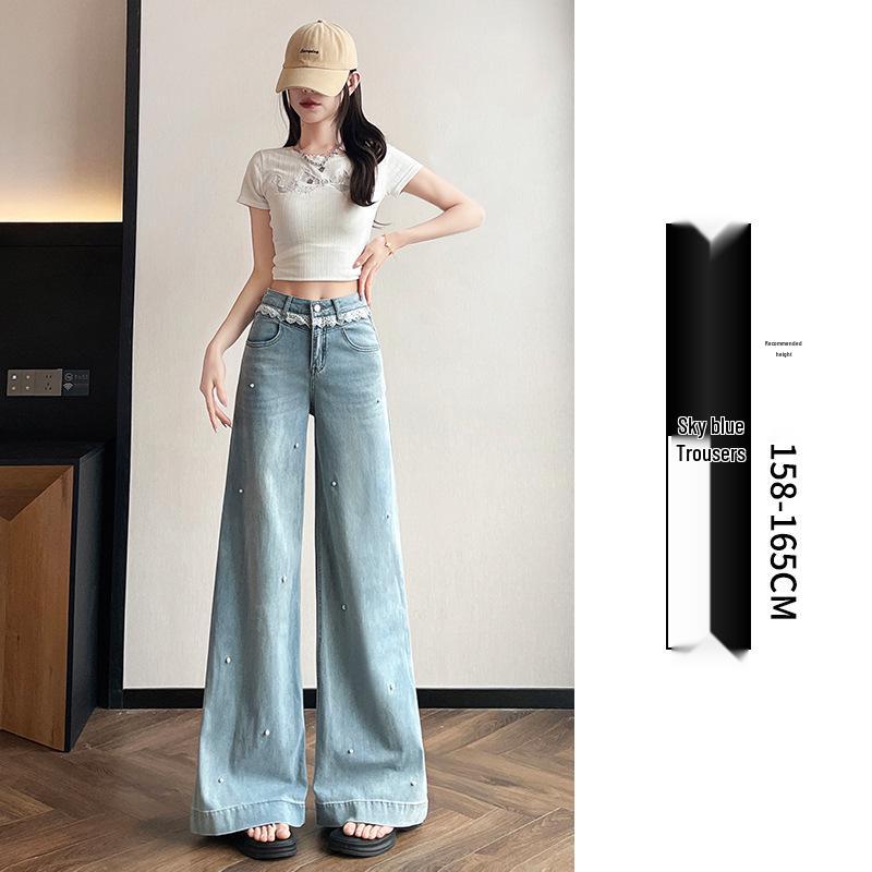 2025 Embroidered Bowknot Wide-Leg Denim Pants for Early Spring