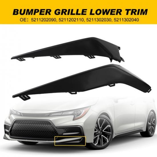 Pair For - Toyota Corolla SE XSE Front Bumper Grille Lower Trim Molding