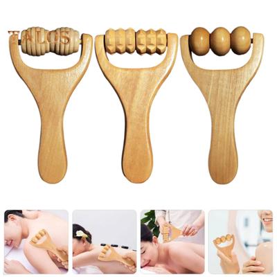 Massageroller aus Holz, Werkzeug zur Muskelentspannung für Nacken, Rücken und Beine, Hand-Akupressur-Stick-Massagegerät zur Körperformung, Anti-Cellulite, Lymphdrainage