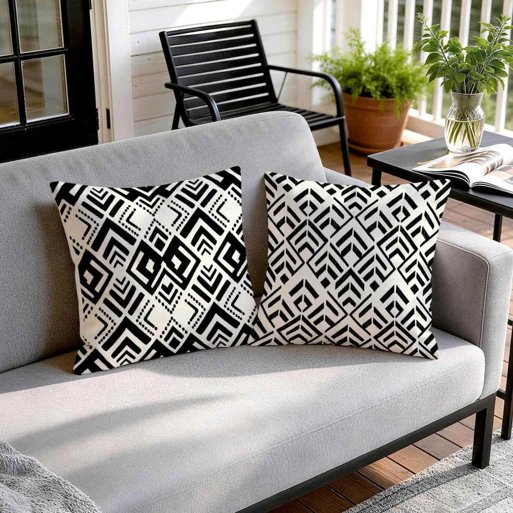 1pcs/4pcs Black And White Geometry Cushions Pillowcase Polyester Cushion Cover Throw Pillow Pillowcover Home Car Sofa Decor