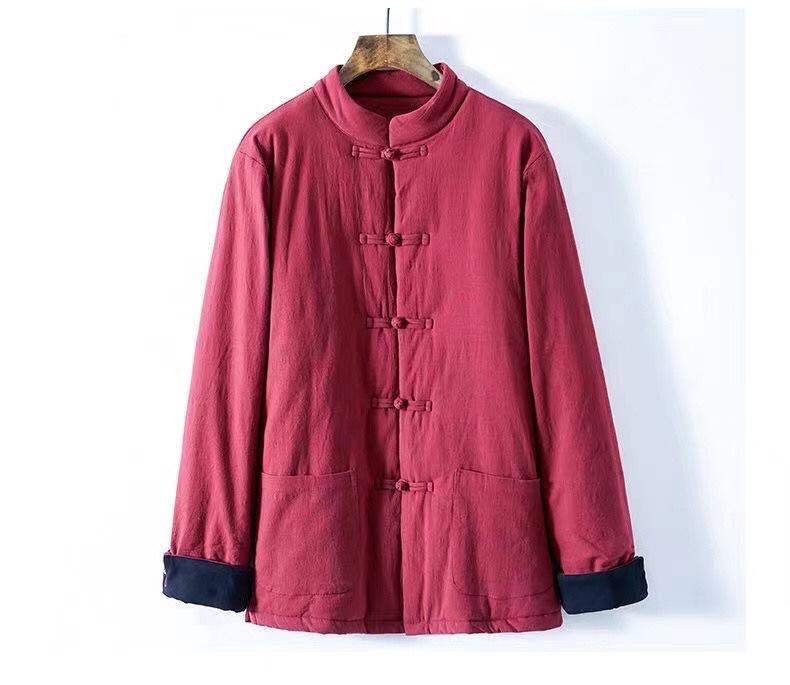 Unisex Chinese Style Quilted Tang Jacket - Winter Cotton-Padded with Stand Collar, Turned-Up Sleeves, and Frog Buttons
