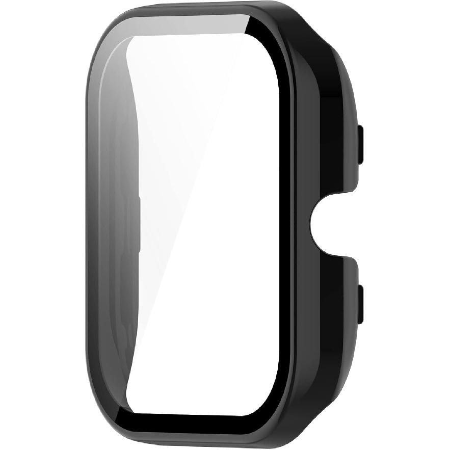 E ECSEM 2-Pack Compatible for Amazfit GTS 4 Mini Screen Protector Cover, Tempered Glass Screen + All-Round PC Matte Protector Case Set for Amazfit