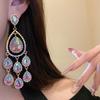 Colored Crystal Dangle Earrings Long Style Tassel Earrings Luxury Fringed Earrings  Women's Jewelry