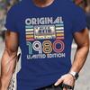 Unisex Cotton T-shirt Men's Retro 1980 Limited Edition Pattern 100% Cotton T-Shirt Crew Neck Short Sleeve Fashionable Top Unisex,gift,Top