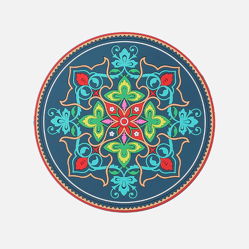 Round PVC Scandinavian Style Coasters Silicone Table Mats Non-slip Heat and Oil Resistant High Temperature Pot Mat Coaster