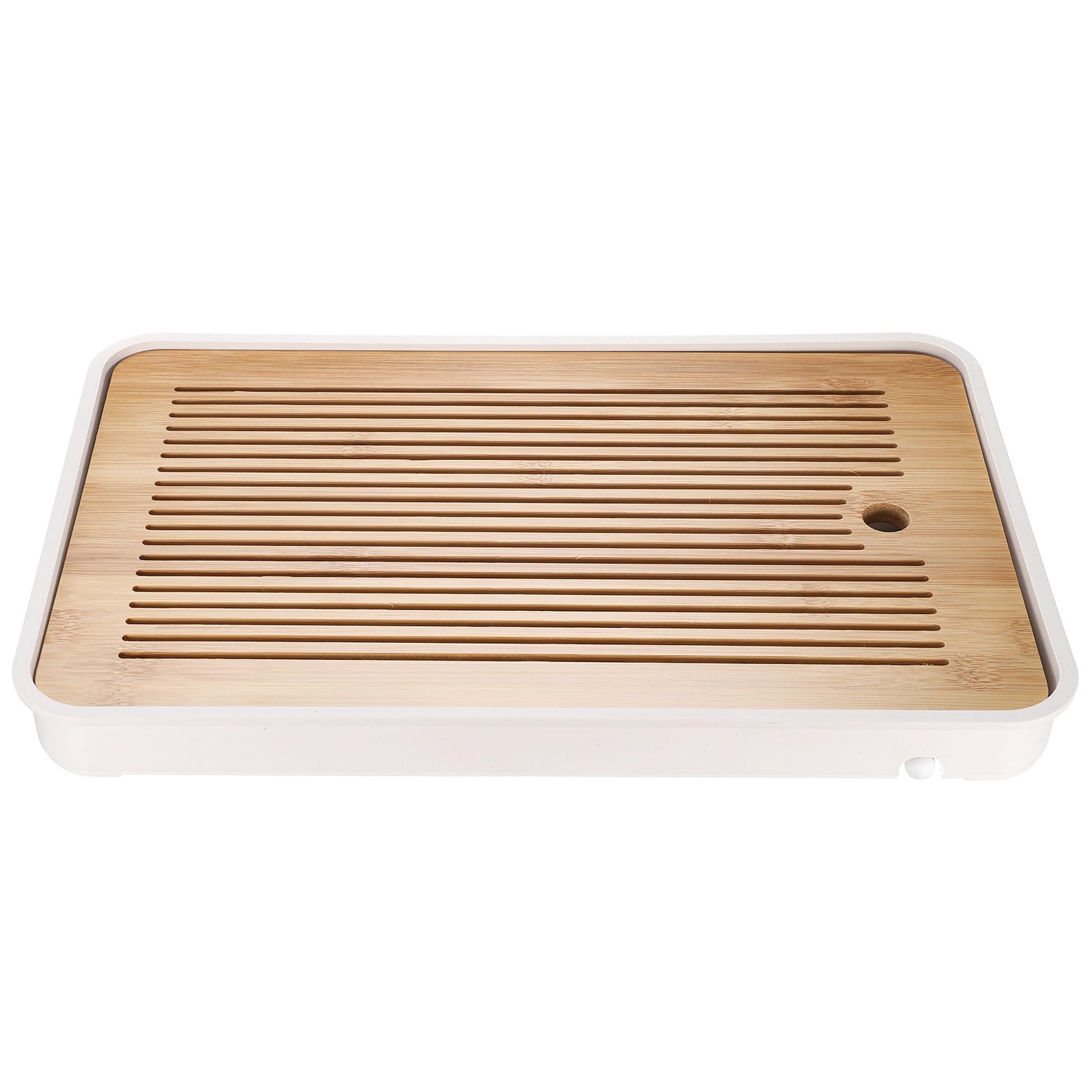 

uxcell Bamboo Chinese Kung Fu Tea Tray, 14.2 Classic Tea Table, Bamboo Table, Vintage Tea Water Storage Box, Drinking Tea, Yellow and White