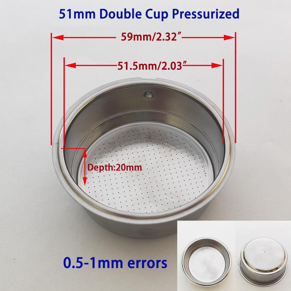 51mm 1/2cup Coffee Filter Powder Basket, Made Of Stainless Steel There Are Both Pressurized And Non - Pressurized Powder Baskets