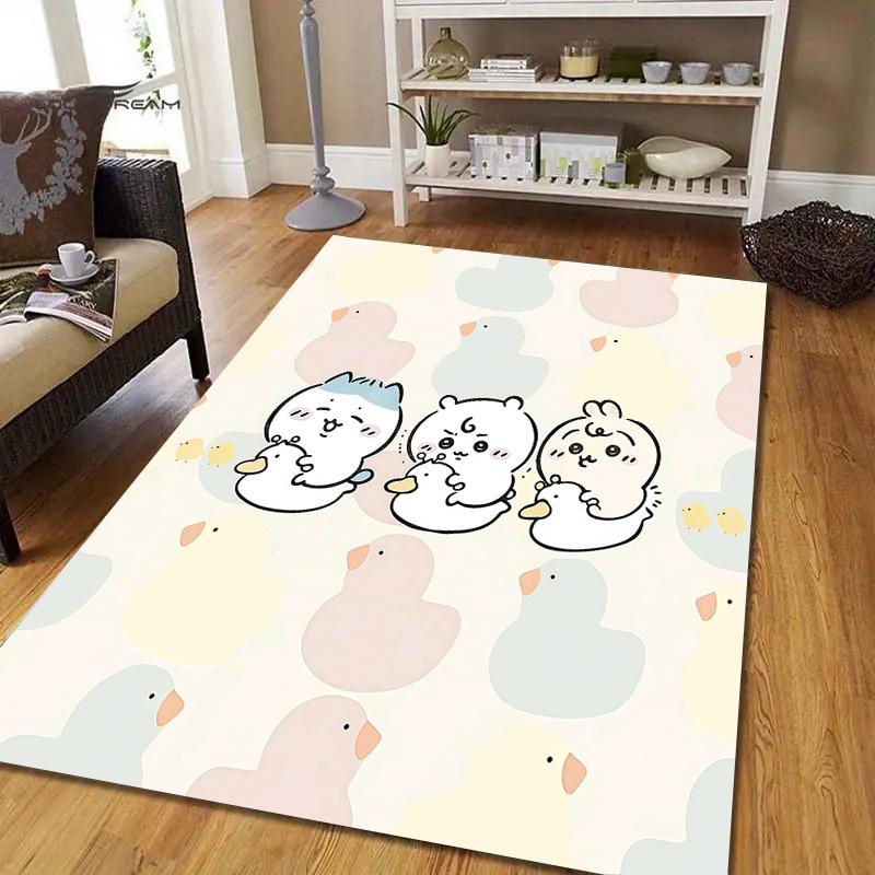 Usagi Flannel Pattern Square Carpet,Area Rug,Carpet Rug for Living Room Bedroom Sofa Playroom Decor,Non-slip Floor Mat