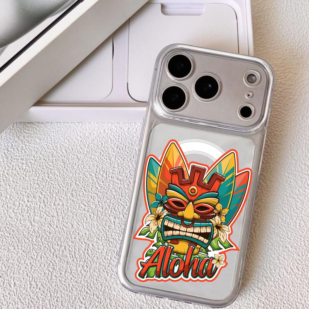 

TIKI Tribal Mask Phone Case For iPhone 17 16 15 14 13 12 Pro Max Plus With Magnetic Crystal Clear Case Wireless Charge iPhone 14 Pro