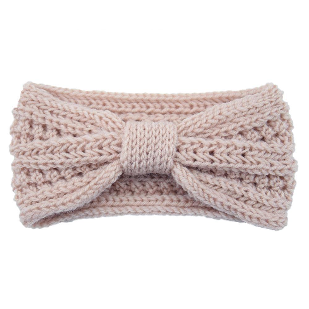 European & American Knit Wheat Ear Bow Headband: Sports, Earmuffs, Handmade Wool Hair Accessories.
