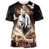 Vintage Men's T Shirts 3D Print Jesus Graphic T-shirt Round Neck Oversized Men Clothing Unisex Harajuku Short Sleeve Women Tee