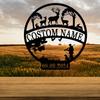 Customizable Hunting Scene Metal Wall Art Deer Silhouettes Classic Style Durable Iron Craft