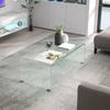 Modern Tempered Glass Living Room Coffee Table with Monobloc Design, 100x50x35 cm, Transparent