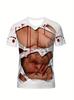 Funny Muscle Body 3D Printed T-Shirt Mens Streetwear Short Sleeve Top Ugly Chest Hair Tee Designer Clothing