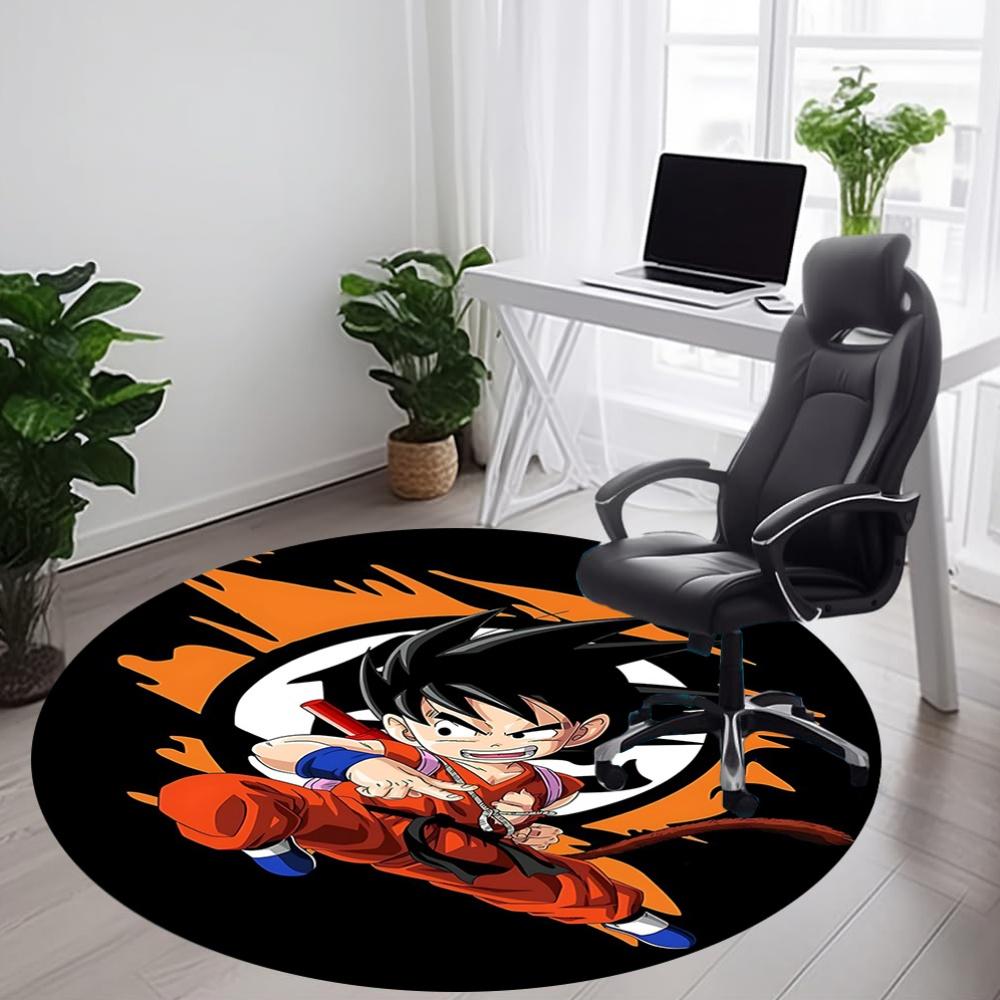 1pc Goku Saiyan Office Round Area Rug, Indoor Mat Suitable For Office, Under Office Chairs Bedroom Living Room Home Decor, Room Deco