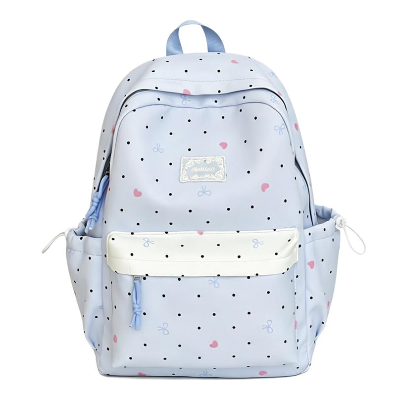 Student Schoolbag Large Capacity Multi-Function Backpack Dot Bow Print Women's Lightweight Backpack