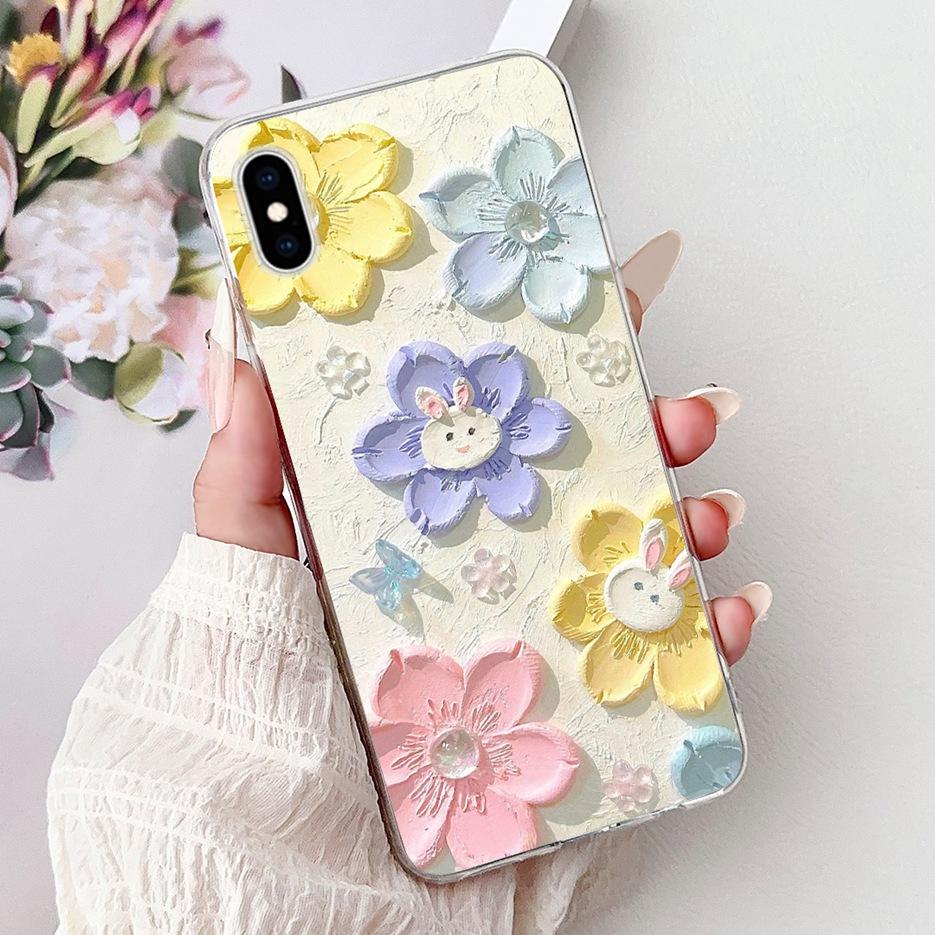 For Apple iPhone X XR XS Max Case Colorful Flowers Butterfly Painted Cover Soft Slim Phone Case For iPhone XS Max iPhoneX Bumper