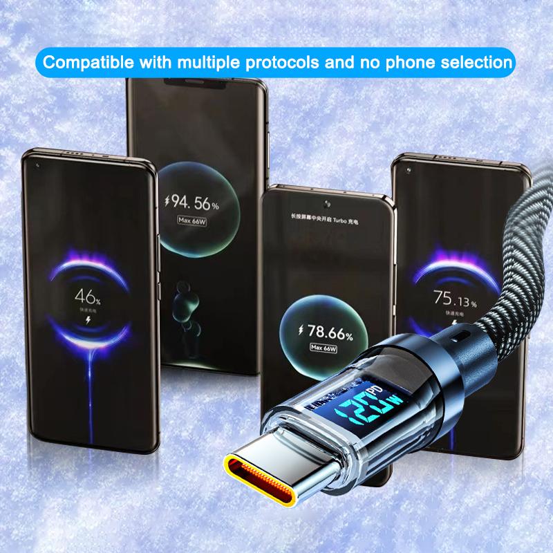 120W USB To Type C Digital Display Cable Fast Charging 100W PD Type C To Type C Cable For Iphone 16 15 Xiaomi HUAWEI Macbook iPad