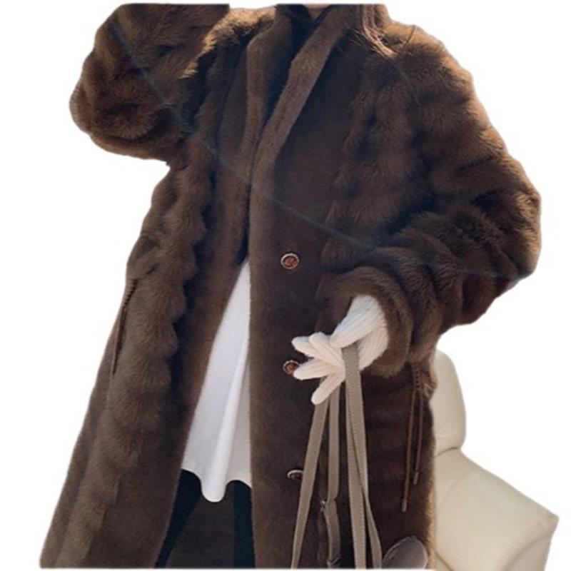 High-end Chinchilla Imitation Mink Fur Integrated Coat Long Over Knee Fashion Fur Fur Coat