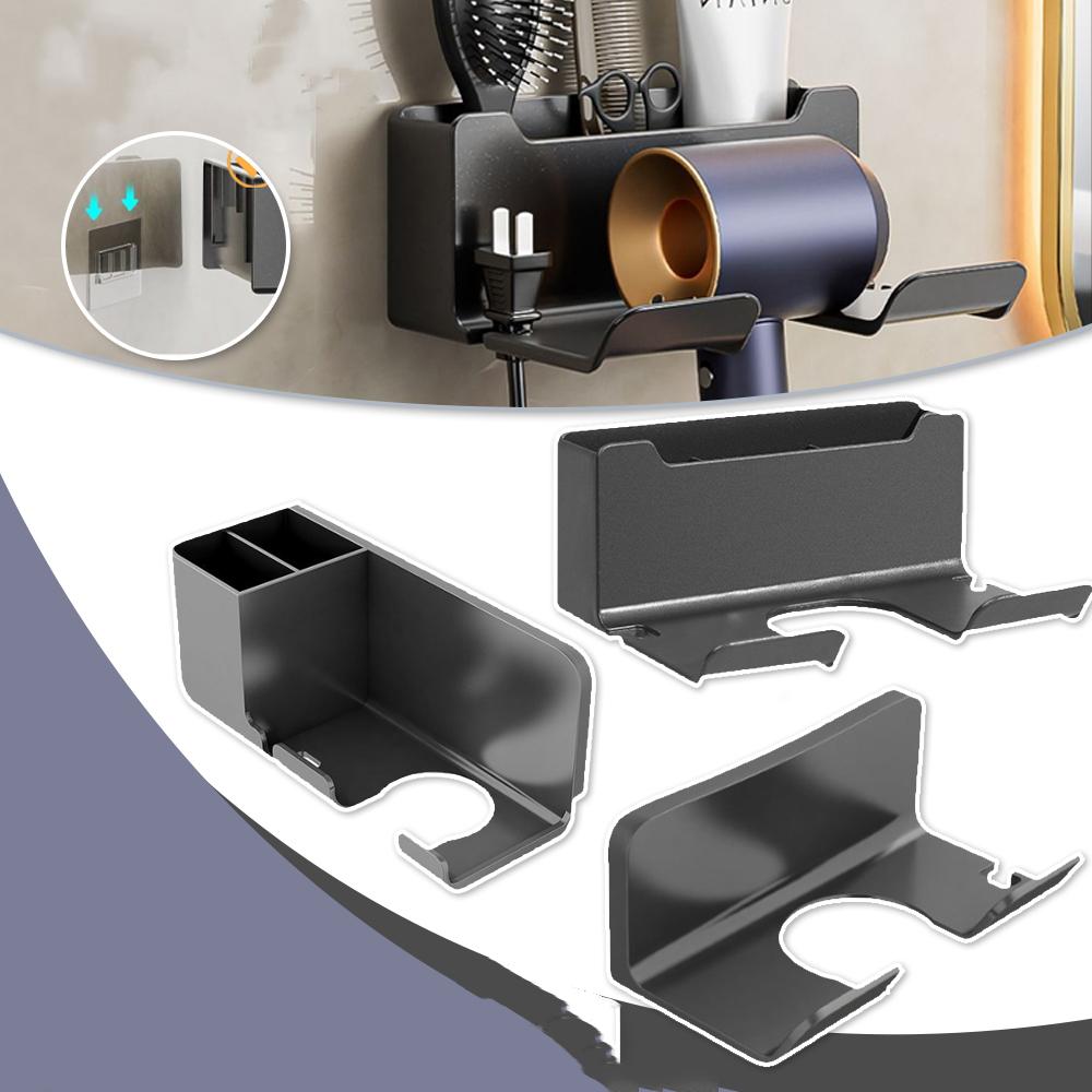 

Настенный кронштейн для фена, стеллаж для ванной комнаты, стеллаж для хранения, держатель для фена, кронштейн для хранения и сортировки, аксессуары для ванной комнаты Bracket type 1PCS чёрный