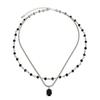 Sweet Black Gem Double-Layered Necklace: High-End Choker for Trendy Women