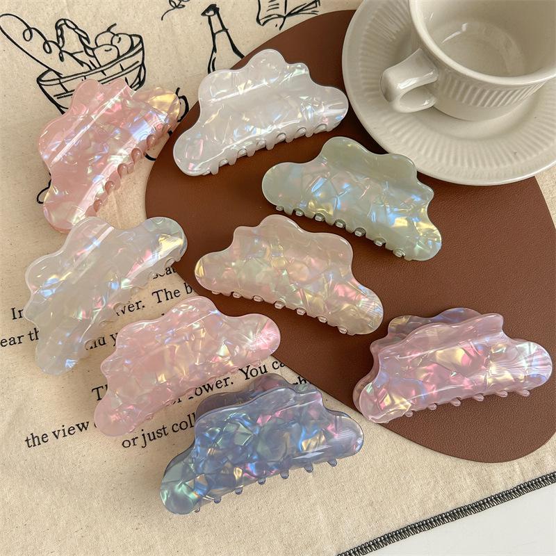 Iridescent Mermaid Hair Claw: Large Imitation Acetate Shark Clip for Women